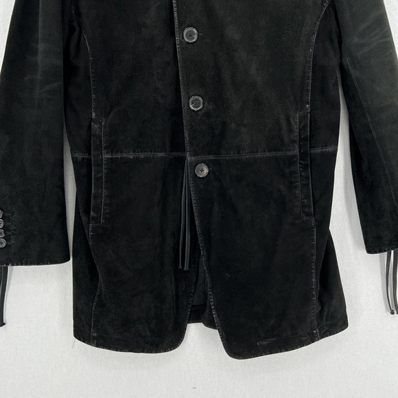 JOHN VARVATOS Jacket Mens Adult 50 Black Goat Suede Coat Button Up Slim Fit - Picture 7 of 16